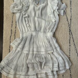 LoveShackFancy White and Grey Natasha dress